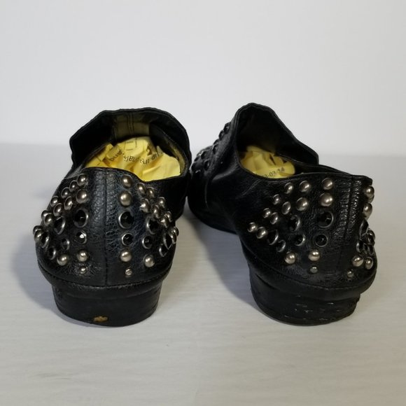 Miss Sixty Black Leather Studded Slip On Loafers - Picture 6 of 11